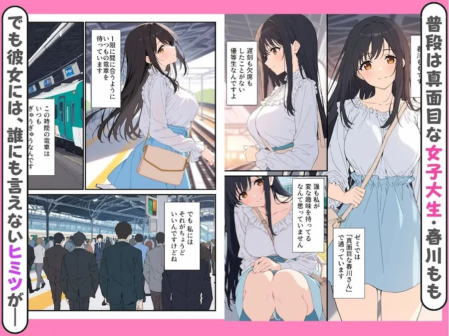清楚な春川さんは、隠れビッチ。〜ノーブラ満員電車と、ずぶ濡れ配達員に〜 無料サンプル1